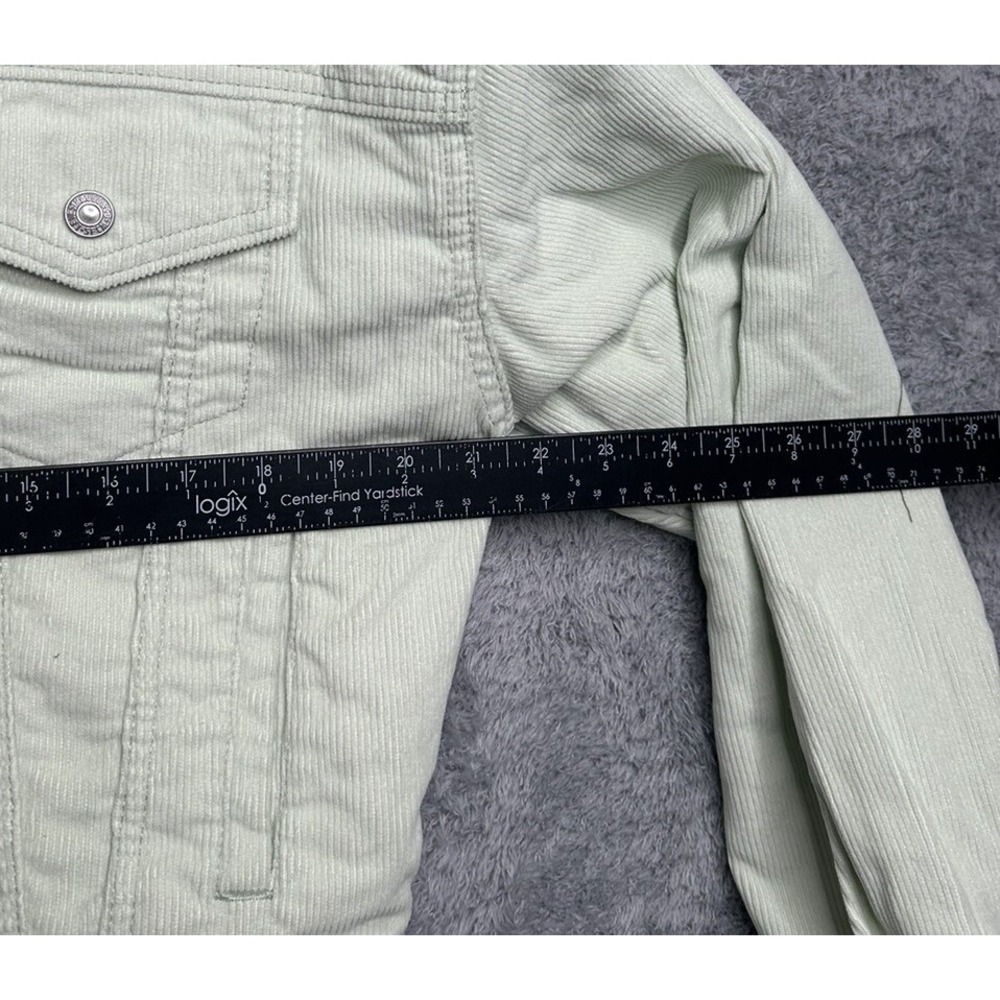 LEVIS Womens NEW Cropped Trucker Jacket Sherpa Collar Corduroy Xs Green Mint - Picture 7 of 10